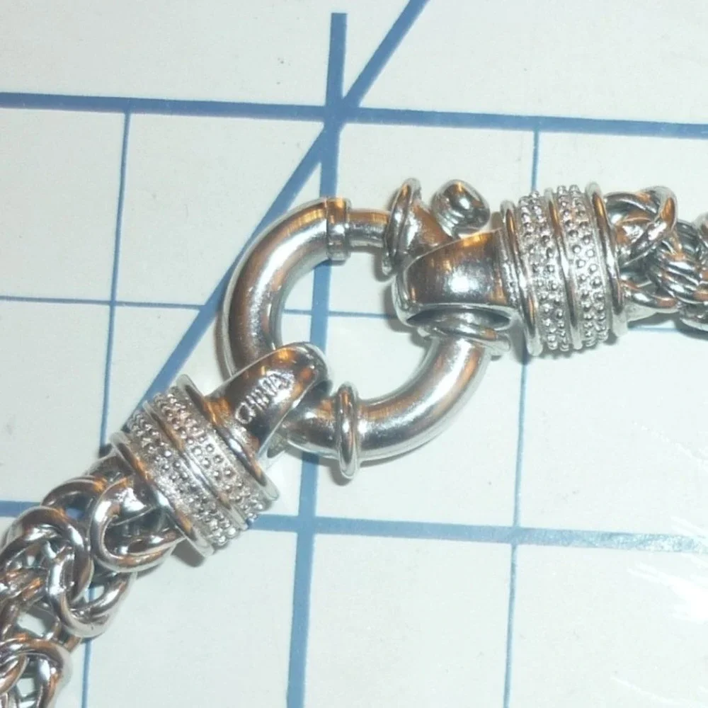 Silver Plated Byzantine Chain Necklace Chunky Rope Link Spring Ring Clasp 16